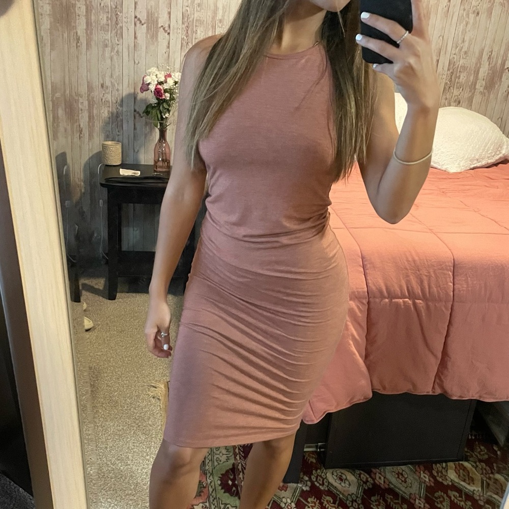 pink/nude midi dress sleeveless size small